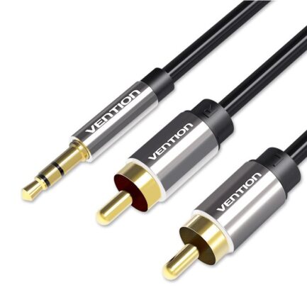 Kabel audio 3,5 mm męski na 2RCA męski 1 m czarny-1