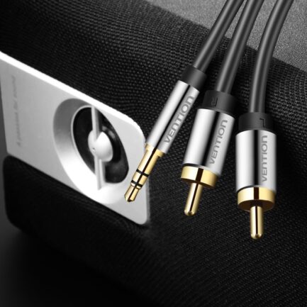 Kabel audio 3,5 mm męski na 2RCA męski 2 m czarny-2