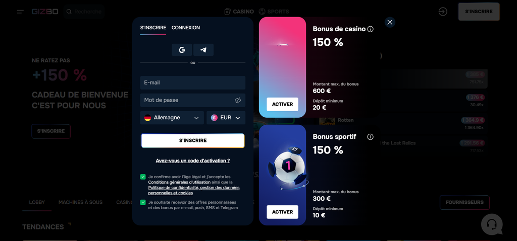 Fragment regulaminu Gizbo z kodem promocyjnym bez depozytu FSBONUS100 i kosmicznym slotem